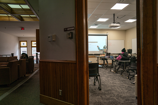 Gerlach teaches her language class in Old Main. (Photo by Courtney Perry)